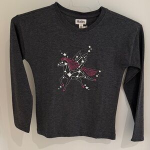 Hatley Charcoal Long Sleeve Tee with Pink Pegasus